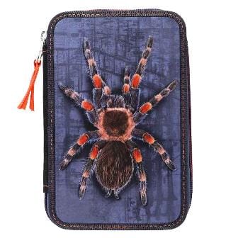 Estuche doble relleno con 13 lapices tijeras sacapunts doble goma linda arana y mas de Adventure World