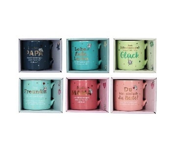 Taza de porcelana Angel de la guarda con lindos textos en aleman - con cajita de regalo