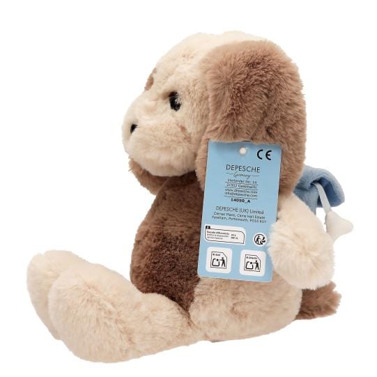 Peluche perro Milo con mochila y huesito colgado - un amigo supersuave y fiel para ti