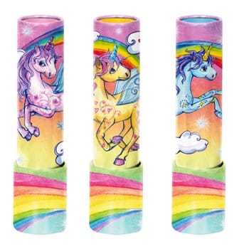 Colorido Caleidoscopio de metal con lindos unicornios