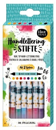 Set con 8 Rotuladores - Handlettering - Punta de pincel y punta fina - I love Paper