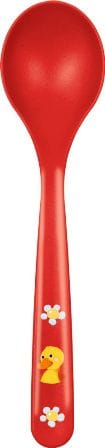 Linda Cuchara roja con patito y flor para los más pequenos - fabricado en Alemania - sin BPA