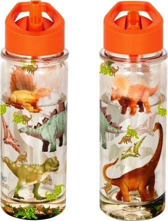 Botella con brillo 0,3 l de Dino Friends con tapa de fácil apertura hecha de material PP irrompible