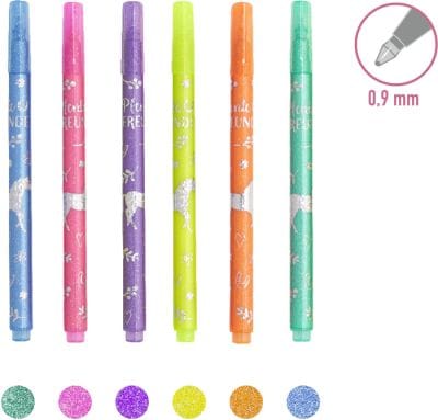 Set de 6 rotuladores de punta fina 0.9 mm con purpurina - Para amantes de los caballos