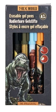 Set de 4 lapices de gel borrables ¡un accesorio para fanaticos de los dinosaurios