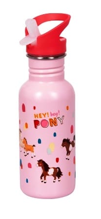 Linda botella de acero inoxidable con diseno de pony de aprox 0,5L