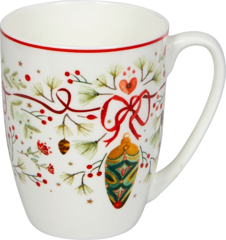 Taza de porcelana con delicado diseno navideno - Feliz Navidad