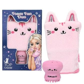 Set de guante y esponja facial con diseno de gatito BEAUTY and ME TOPModel
