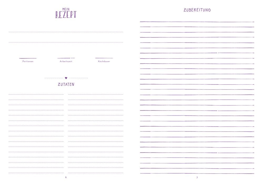 Libreta para anotar recetas - Meine liebsten Rezepte - Mis recetas favoritas - Lavanda