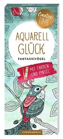 Pájaros de fantasía en acuarela con 6 colores y pincel - Aquarell-Glueck Fantasievoegel