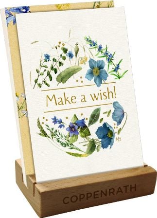 Geburtstagskalender - Calendario de cumpleanos con 12 tarjetas impresas y soporte de madera
