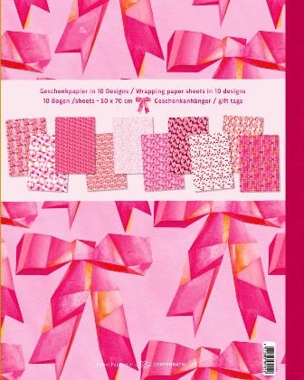 Libro con 10 pliegos de papeles de regalo de All about pink