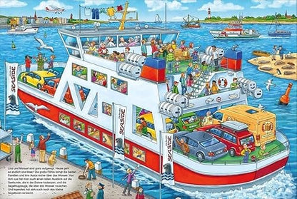 Wimmelbuch Wo ist das kleine Segelboot?-Dónde está el pequeno velero - Busca busca en Aleman
