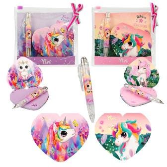 Precioso Set de escritura de Ylvi - con bloc en forma de corazón y bolígrafo