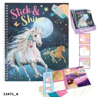 Miss Melody Libro para colorear Stick & Shine - Dale estilo con los tatuajes adhesivos a los disenos