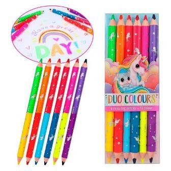 Ylvi Duo Colours - Ideal para manos pequenos - 6 lápices gruesos con 12 colores - A pintar