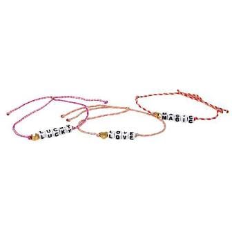 Pulsera de tela con mensaje tierno de Miss Melody