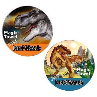 Dino World - Toalla mágica comprimida de 100% algodón  Elige la tuya