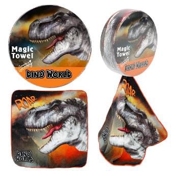 Dino World - Toalla mágica comprimida de 100% algodón  Elige la tuya
