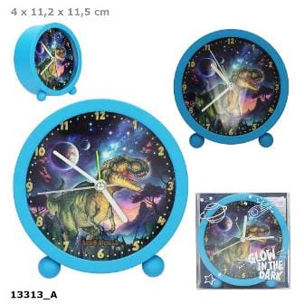 Dino World reloj despertador silencioso - Con iluminación nocturna y agujas fluorescentes