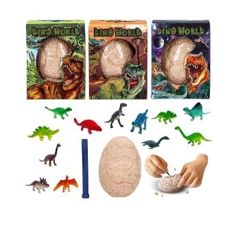 Set de exploracion en forma de huevo con dinosaurio escondido adentro de Dino World