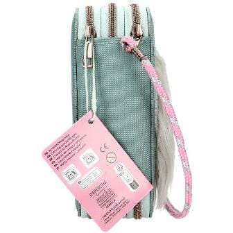 Precioso Estuche triple lleno de color verde suave con 38 lapices y mucho mas de Miss Melody