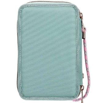 Precioso Estuche triple lleno de color verde suave con 38 lapices y mucho mas de Miss Melody