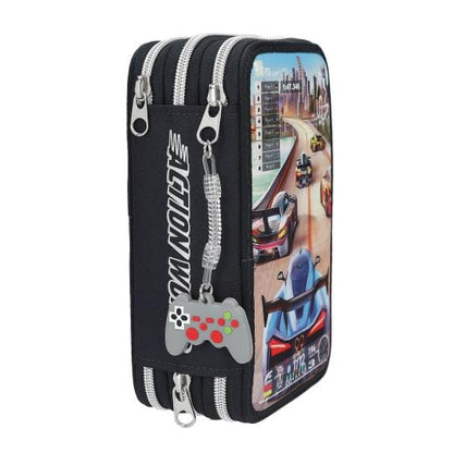 Action World estuche triple Gaming con 38 lápices y mucho más