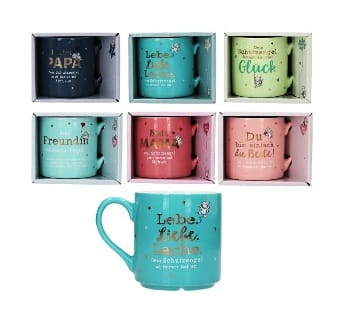 Taza de porcelana Angel de la guarda con lindos textos en aleman - con cajita de regalo