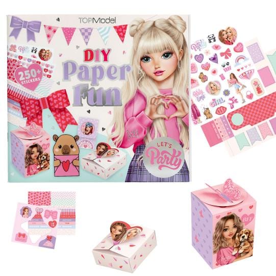 TOPModel DIY Paper Fun - Cuaderno creativo temática fiesta y regalos con 250 pegatinas a todo color