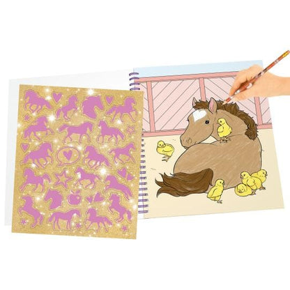 Miss Melody libro para colorear - con lentejuelas - 20 páginas con 20 motivos distintos