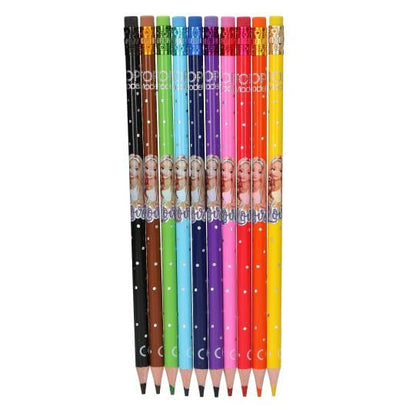 TOPModel Linda caja con 10 lápices de colores borrables - a pintar
