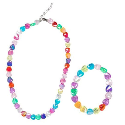 Ylvi Set de joyas con collar y pulsera - Bisutería de corazones multicolor