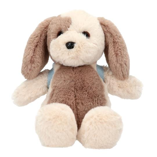 Peluche perro Milo con mochila y huesito colgado - un amigo supersuave y fiel para ti