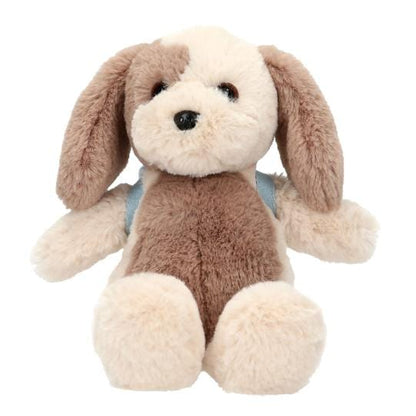 Peluche perro Milo con mochila y huesito colgado - un amigo supersuave y fiel para ti