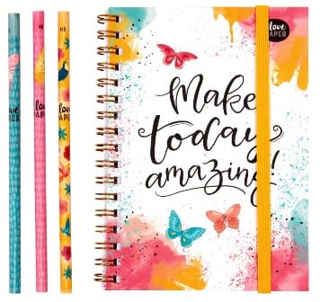 Set con 3 lápices mina y linda libreta - Make today amazing