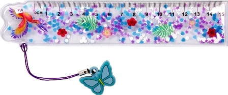 Regla brillante con lentejuelas y lindo colgante de I love Paper