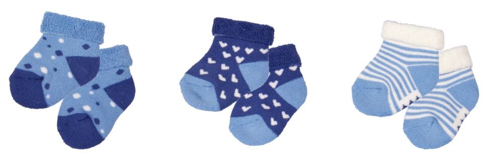 Lindo set con 3 pares calcetines para bebé en azul claro - Un regalo encantador para el nacimiento