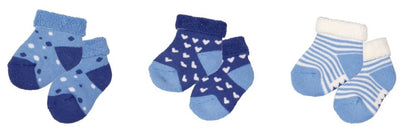 Lindo set con 3 pares calcetines para bebé en azul claro - Un regalo encantador para el nacimiento