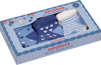 Lindo set con 3 pares calcetines para bebé en azul claro - Un regalo encantador para el nacimiento