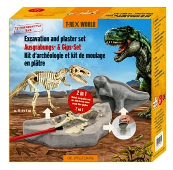 Dos en uno - Set de Excavación y de Yeso de T-Rex World - Primero desentiérralo y luego disénalo