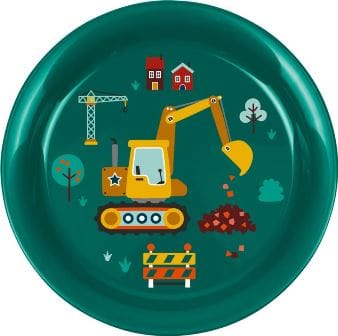 Lindo set de vajilla de regalo con diseno de excavadora - incluye cuchara - plato - cuenco y vaso