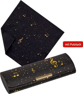 Elegante Etui para lentes con pano  Noten allover para los amantes de la música