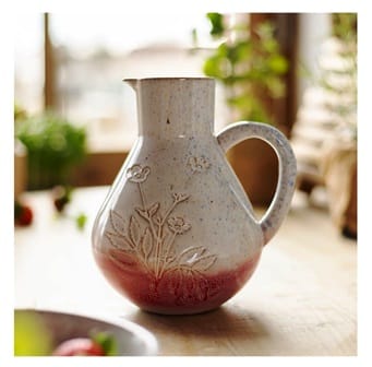 Jarra de porcelana de 1.5l hecha a mano Flor roja de la colección LandLust