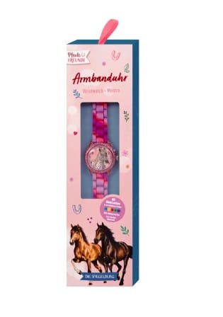 Reloj de mano analógico con colorida función intermitente para los Amigas de los caballos