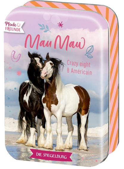 Mau Mau Juego de cartas para los amigos de los caballos en linda caja de metal