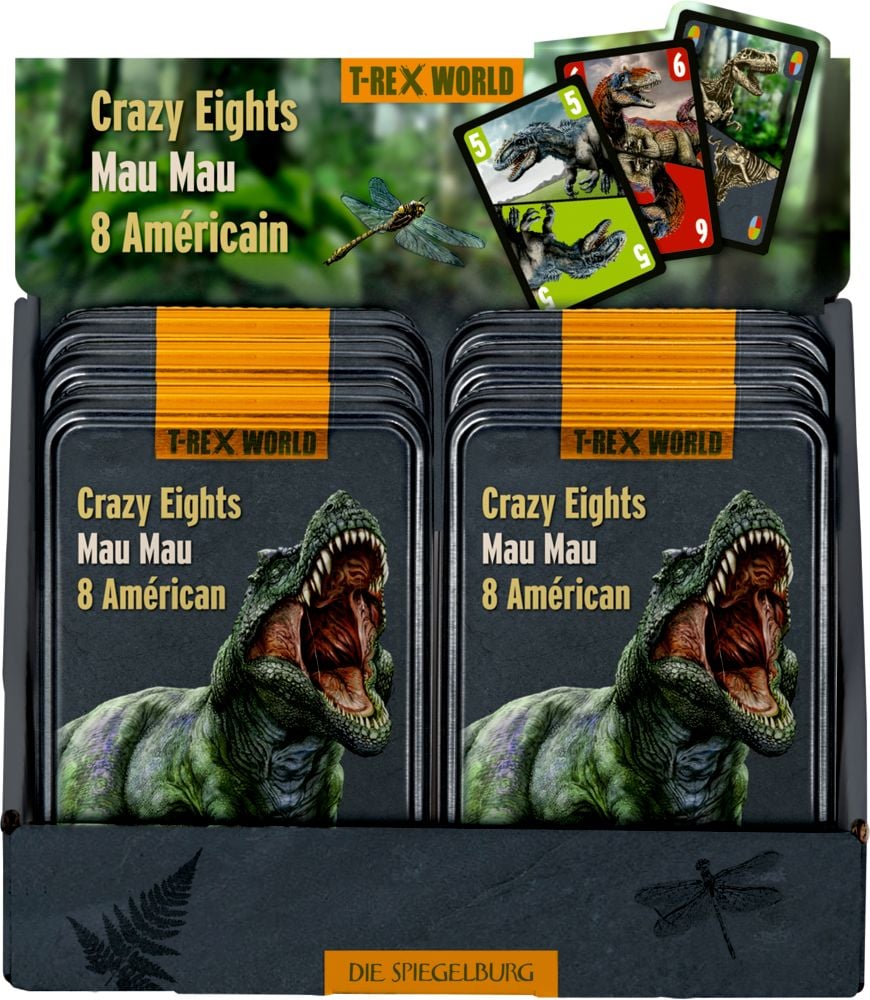 Juego de carta Mau Mau T-Rex World en caja de metal - Estrategia y emoción con un toque prehistórico