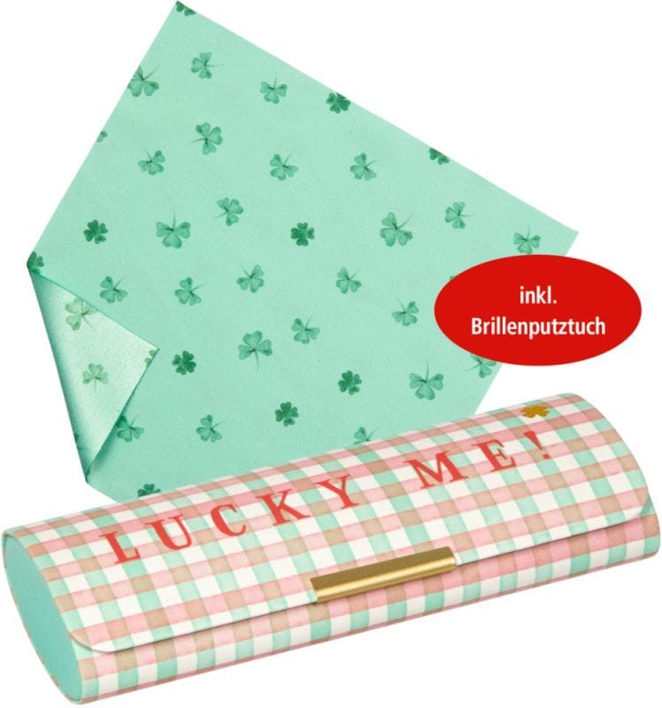 Lindo y colorido estuche LUCKY ME para lentes con pano de limpieza - Â¡Qué suerte