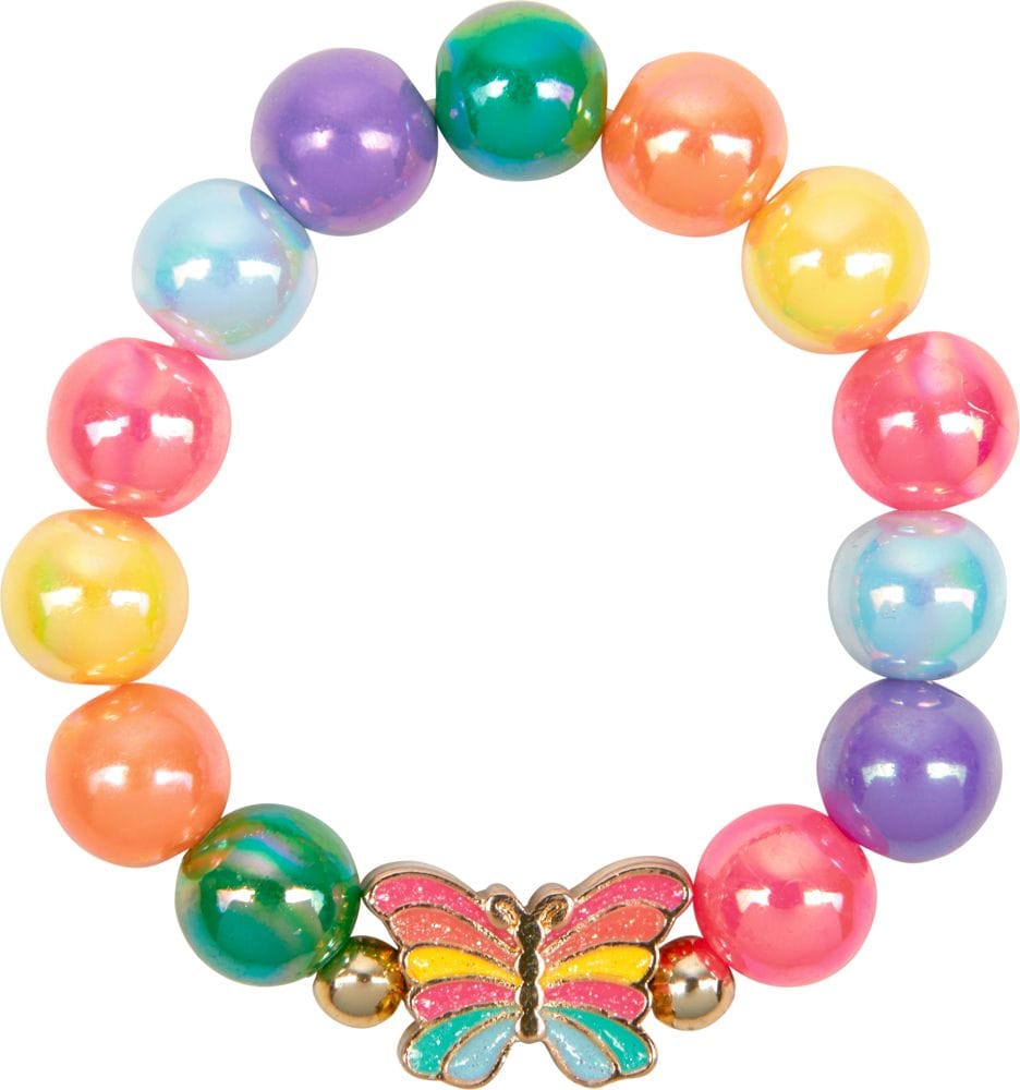 Linda y colorida pulsera de perlas y una mariposa - Un accesorio encantador para pequenas princesas
