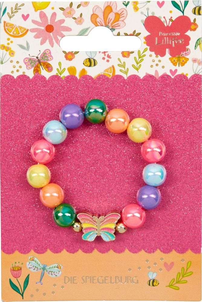 Linda y colorida pulsera de perlas y una mariposa - Un accesorio encantador para pequenas princesas